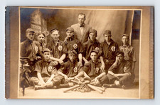 RPPC 1909. BURR OAK, MICHIGAN, BASEBALL TEAM. POSTCARD picture