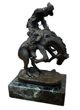 Bronco Buster Frederic Remington Bronze Cowbow Horse Snake Sculpture Marble Base picture