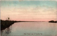 c1908 Main Canal Near El Centro California CA Meder Hand Colored Postcard picture