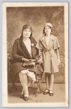 RPPC 1920s Flapper Woman & Girl Cloche Hats Vintage Fashion Real Photo Postcard picture