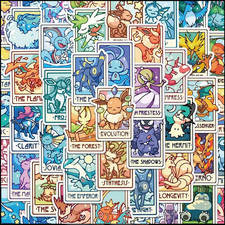 Pokemon Stickers Tarot Card Themed 45 Pack Large 2x3 Inch Trading Card Game TCG picture