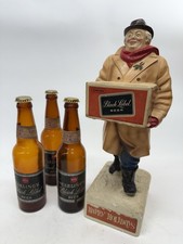 Vtg Carling Black Label Beer Chalkware Advertising Figure & 3 Bottles Display picture