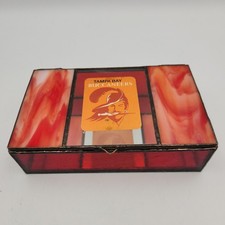 Vintage Tampa Bay Buccaneers Bucco Bruce Stained Glass Trinket Jewelry Box NFL picture