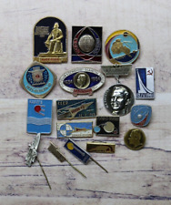 Vintage Soviet space badges of the USSR 17 pcs soyuz rocket satellite and others picture