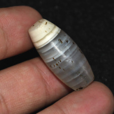 Large Authentic Ancient Central Asian Banded Agate Bead in Perfect Condition picture