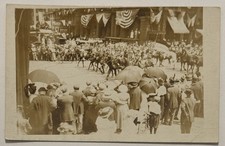 Parade Scene Umbrellas Horses Bicylce Buffalo New York NY c1916 RPPC Postcard picture