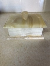 Vintage Honey Onyx Lidded Box Decorative Trinket Dish 3.5 In L picture