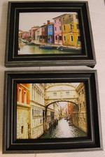 VENICE CANAL & ITALIAN CANAL HOMES-Framed Color Digital Photographs Signed-New picture