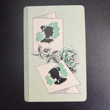 Greeting Card/Birthday Card Lady Silhouette Single Swap Playing Card -c. 1950s  picture