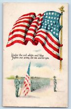 Drummond Wisconsin WI Postcard Military Soldiers Patriotic Flag WWI 1917 Antique picture