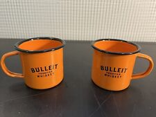 Bulleit Frontier Whiskey 2 Enamel Tin Metal Handled Cup Mug Camping Orange NEW picture
