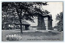 c1960s Chicago And Northwestern Railway Depot Baraboo Wisconsin WI Tree Postcard picture