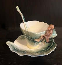 FRANZ Collection Porcelain Jungle Beauties Safari Monkey Cup/Saucer/Spoon Set picture