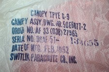Original Korean War 1952 Dated U.S. A.F. Type C-9 Silk Parachute w/Shroud Lines picture