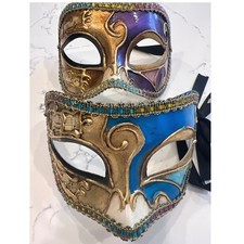 Original Venezia Hand Painted Made in Italy Venetian Masquerade Mask Set 2 Music picture