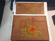 1920 Handmade Leather Photo Album &Ink Blotter-Maud M. Foot, Williamstown, Mass. picture