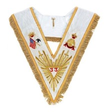 33rd Degree Bullion Wire Hand-Embroidered Collar | 33 Degree Collar Premium Qual picture