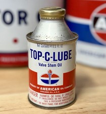 Vintage NOS Top C Lube Valve Stem Oil Can 4oz Cone Top FULL picture