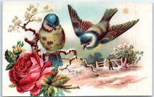 Greeting Postcard - Birds & Rose Embossed Print picture