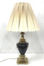 Vintage Black Gold Tone Goose Handle Table Lamp with Shade Needs Knob picture
