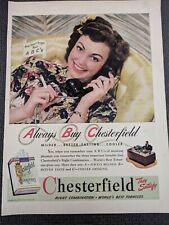 Vintage 1945 Print Magazine Ad Advertising Chesterfield Cigarettes Telephone picture
