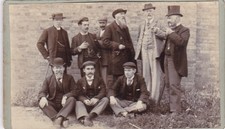 CDV PHOTO- GROUP OF  9 SMART MEN, ALL WEARING HATS. NO STUDIO picture