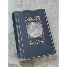 Vintage 1913 Theodore Roosevelt An Autobiography Blue HC Macmillan USA Book picture