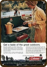 1971 Mom Cooks Breakfast on COLEMAN Camp Stove DECORATIVE REPLICA METAL SIGN picture