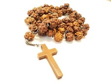 Wall Rosary French Carved Wood Wall Vintage Rosary Very Large ca 1930-40s picture