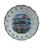 Vintage San Francisco Pierced Reticulated Souvenir Collector Plate Gold Trim 5.7 picture