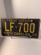 1959 North Carolina Passenger License Plate Vintage - “LF-700