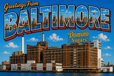 Greetings From Baltimore Maryland Domino MODERN Postcard Large Letter C792 picture