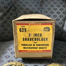 12 Vintage Lamp Shade Holder 3 1/4” Arrow Electric Brass For Porcelain Sockets picture