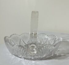 Vintage Clear Glass Basket With Handle ~ Trinket ~ Candy ~ Jewellery picture