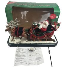 HOLIDAY CREATIONS Animated Musical Reindeer Santa On Sleigh Original Box Vintage picture
