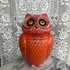 NWT Anthropologie Orange Owl Cookie Jar Made In Italy picture