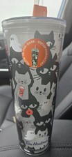 Tim Horton's 2025 HALLOWEEN Glow in the Dark  Cats & Ghosts 24 oz Tumbler NWT picture