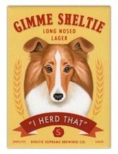Retro Dogs Refrigerator Magnets - Sheltie Lager (Shetland Sheepdog) picture