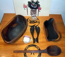 Primitive 1800s Old West Hand Carved Cedar Juniper Bowls Ladle picture