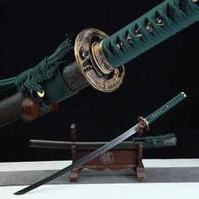 Green Clay Tempered T10 Steel Katana Japanese Samurai Sword Real Hamon Full Tang picture