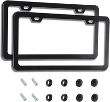 2Pcs Matte Black License Plate Frames, Rustproof Aluminum Car Holder picture
