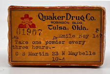 Antique 1907 Quaker Drug Co. Box  Tulsa OK Quack Powder RX picture