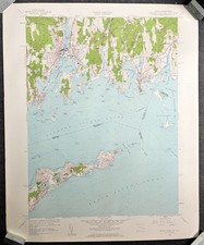 MAP FISHERS ISLAND MYSTIC CT QUADRANGLE MASONS ISLAND BLOCK ISLAND SOUND 1958 picture