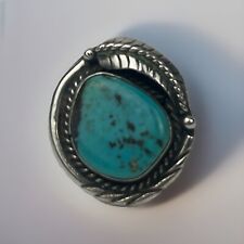Vintage 1970's+ Native American/Navajo turquoise applique sterling ring. Size 7  picture