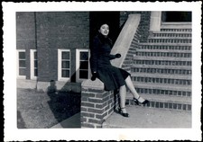 Young Woman Portrait 1940s Snapshot Photograph Vintage Fashion Candid Serrated picture