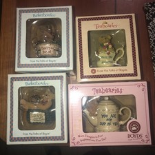 4 Boyds Teabearies Basketbearies Figurines, Boyds Bear in Teacups Baskets New picture