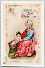 Embossed Postcard~ Wishing You A Merry Christmas~ Jesus, Mary, & The North Star picture