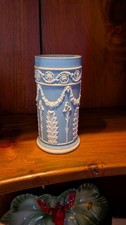 Antique Wedgwood Light Blue Jasperware Neoclassical Spill Vase Vintage Decor picture