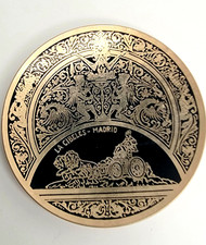 La Cibeles Brass Trinket Dish Madrid Spain Souvenir Lions Chariot Vanity Decor V picture