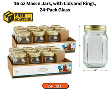 Regular Mouth 16 Oz Mason Jars 24Pk, Pint Canning Jars and Lids, Bulk Glass Jars picture